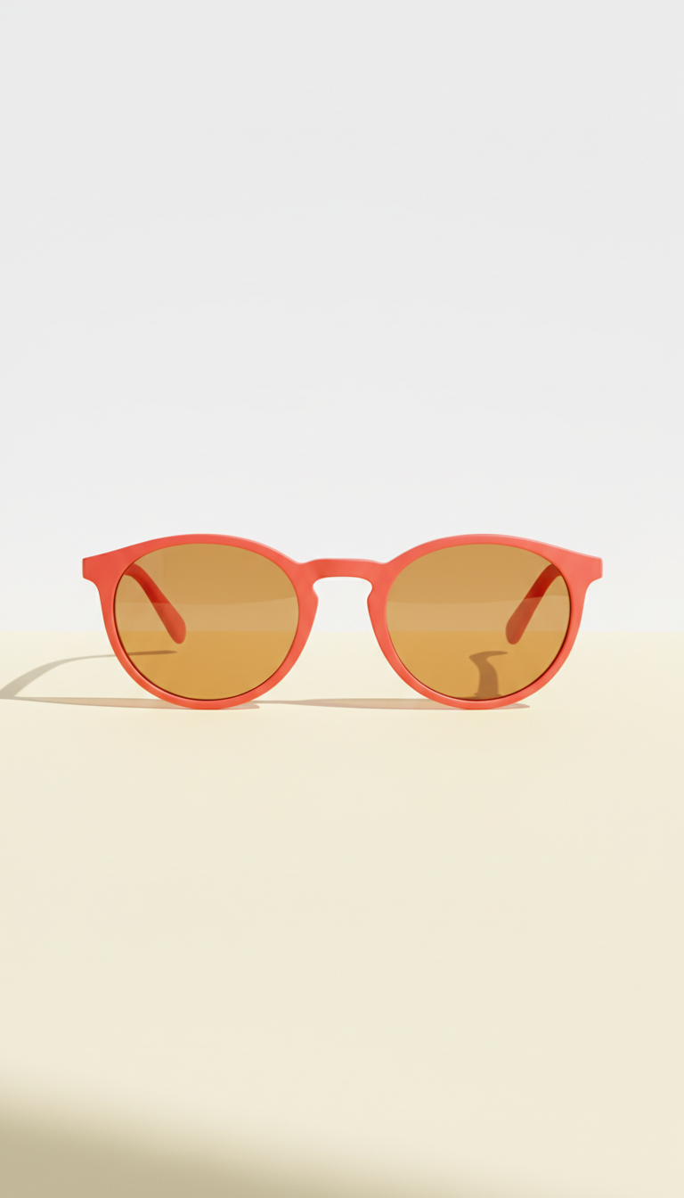 Round frame sunglasses in coral red