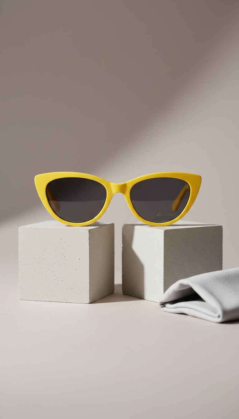 Cat-eye sunglasses in vivid yellow