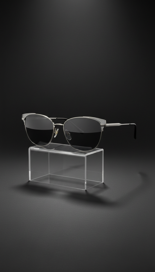 Steel grey metal cat-eye design