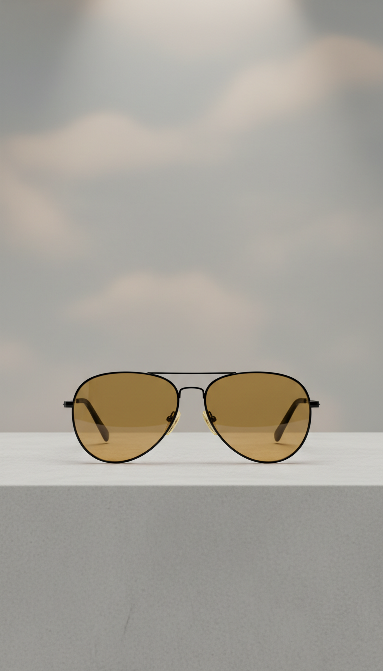 Black aviator sunglasses with classic tint