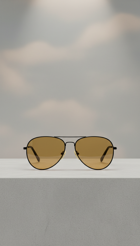 Black aviator sunglasses with classic tint
