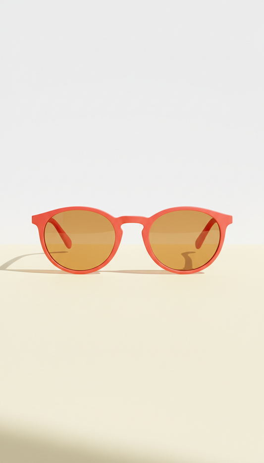 Round frame sunglasses in coral red