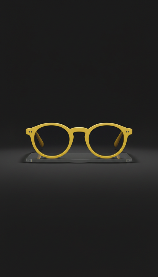 Yellow round frame with bold color
